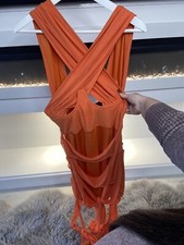 pretty little thing orange tassle dress