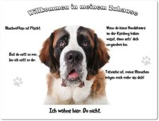 Warnschild - 20x30cm -  Willkommen in Meinem Zuhause - Bernhardiner 01