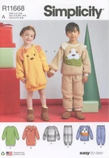 Simplicity R11668 Loungewear Dress & Top w Animal Applique, Pants Sz 3-8 S9673