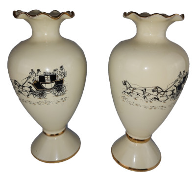 Bellagio Castello Firenze Vase Made in Italy Horse Drawn Coach Lot of 2 Used