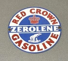 VINTAGE 12” ZEROLENE RED CROWN PORCELAIN SIGN CAR GAS OIL GASOLINE BEAR