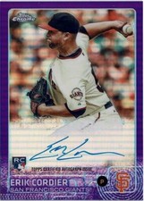 2015 Topps Chrome Erik Cordier Giants Purple Refractor /250 Auto Card # AR-EC RC