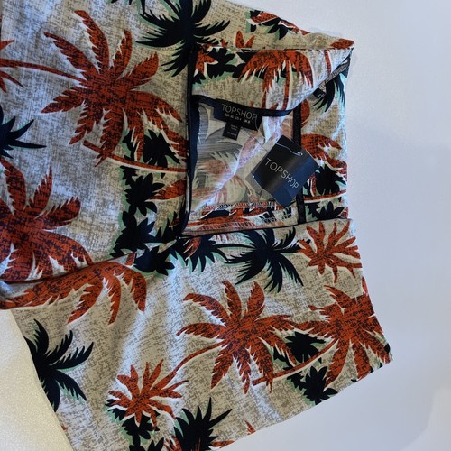 Topshop Womens Skort 8 Beige Palm Tree Shorts / Skirt Tropical Print Orange New - Picture 6 of 13