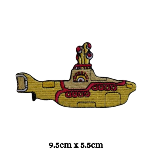 Lindo parche bordado de hierro cosido submarino amarillo dibujos animados para niños - Imagen 2 de 2