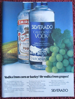 1979 SILVERADO California Vodka Print Ad ~ Vodka Made From Grapes