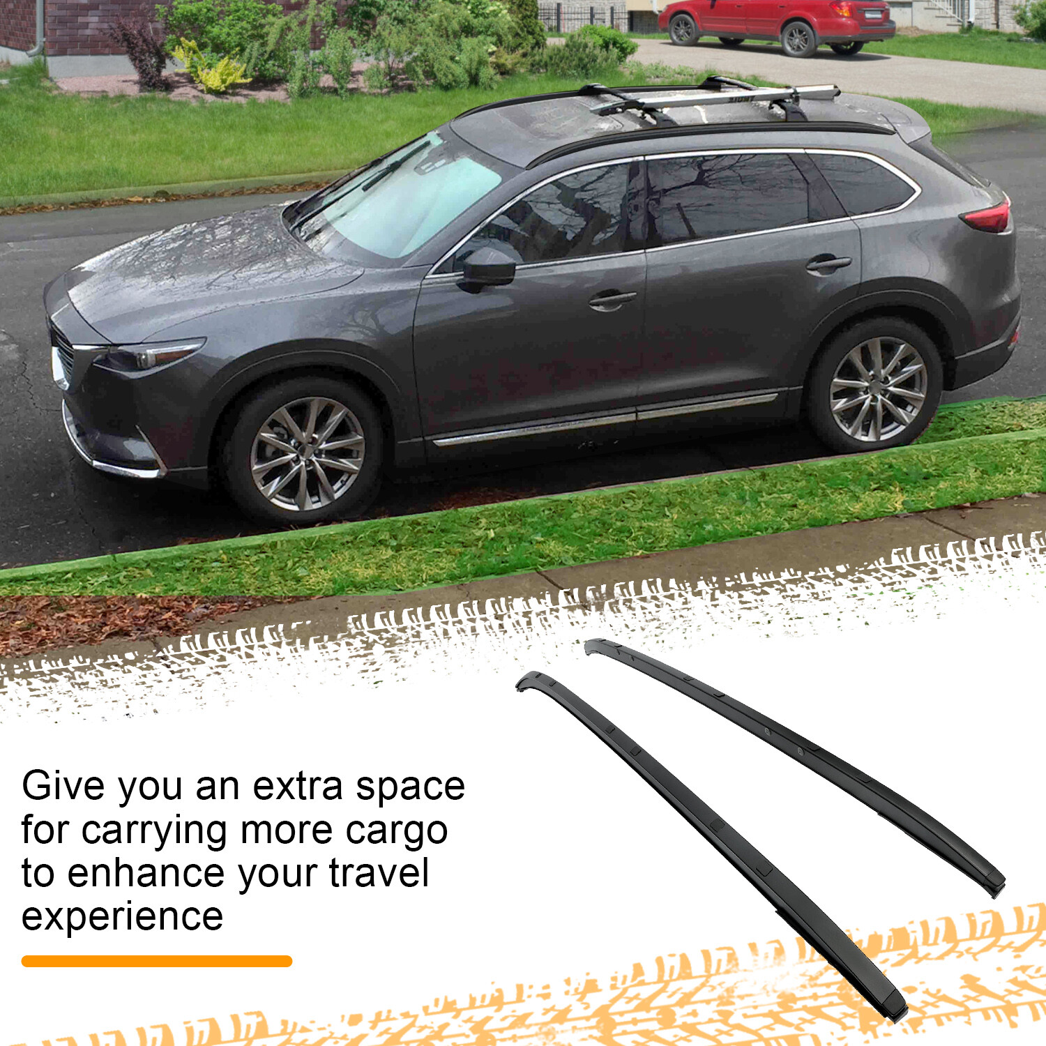 For Mazda CX-5 CX5 17-24 Aluminum Black 2Pcs Roof Rack Side Rails Cargo Carrier