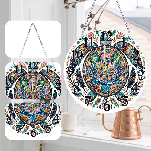 Acrylic Special Shaped Mandala DIY Crystal Diamond Clock Living Room