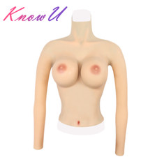 KnowU Fake Boobs Half Body Suit with Arm Silicone Breasts Enhancer Crossdresser