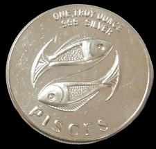 PISCES ZODIAC 1 OZ 999 FINE SILVER LOVER SERIES