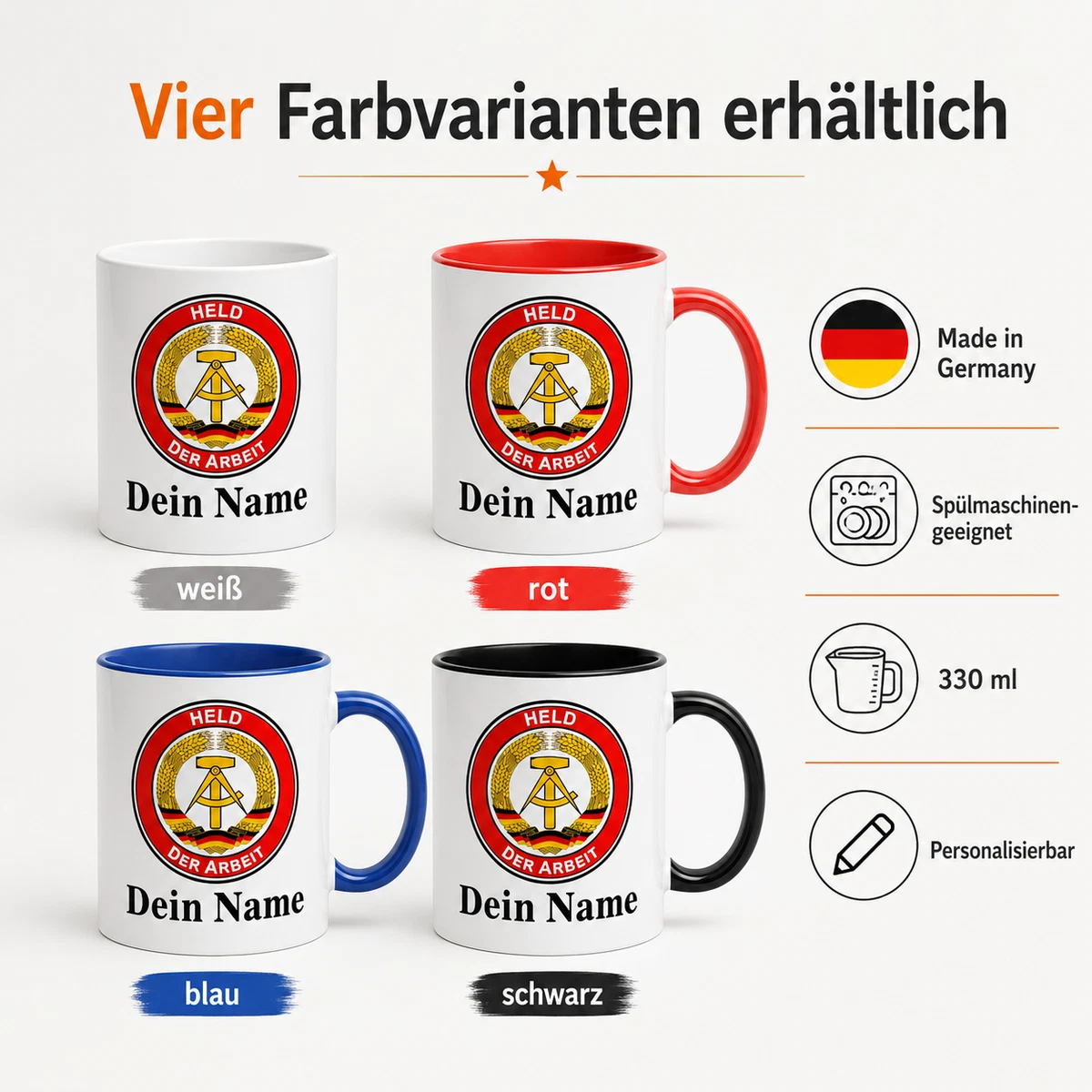 DDR Namenstasse personalisierte Tasse mit Name – Ostalgie Kaffeetasse Geschenk