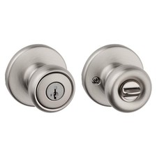 Tylo Entry Door Knob with Lock 1 Pack Keyed Entry with Smartkey Satin Nickel