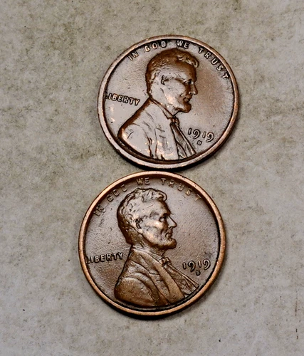 1919-D+1919-S Lincoln Wheat Cent Penny Lot * VF/XF * 2 Coin Set * XWL711