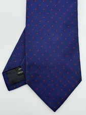 E. Marinella Napoli Blue Silk Tie Red Polka Dot Handmade Italy Luxury Necktie