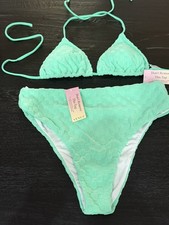 Venus Triangle teal Bikini Top M Matching Fuller Bottoms XL NEW w/ tags