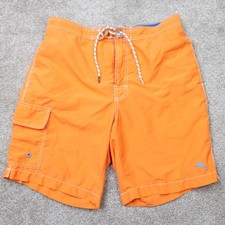 Tommy Bahama Swim Trunks Mens Medium Orange Mesh Lined Drawstring Cargo