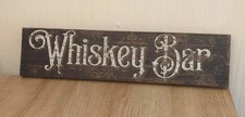 Whiskey Bar Sign Vintage Style Wooden Shabby Chic Retro Home Bar With Fixings