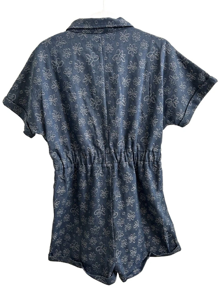 Pink Lily Women’s Denim Romper One Piece Jumpsuit Size M Athletic Sporty - Image 2 of 4