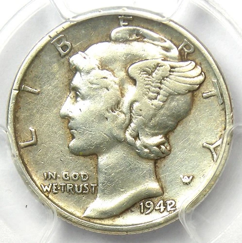 1942/1 Mercury Dime 10C - Certified PCGS XF Detail (EF) - Overdate Variety Coin