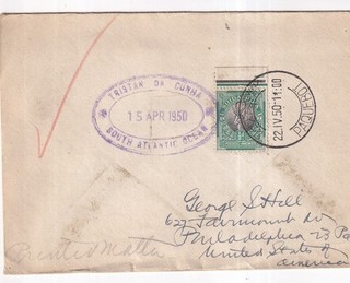Tristan Da Cunha Apr 15 1950 Paquebot Cover