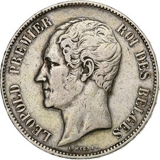 [#1212513] Belgium, Leopold I, 5 Francs, 5 Frank, 1850, Silver, EF, KM:17
