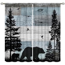 Rustic Forest Dear Curtains,Cabin Farmhouse 21"W x 44.5"L Pack of 2 Cabin-2