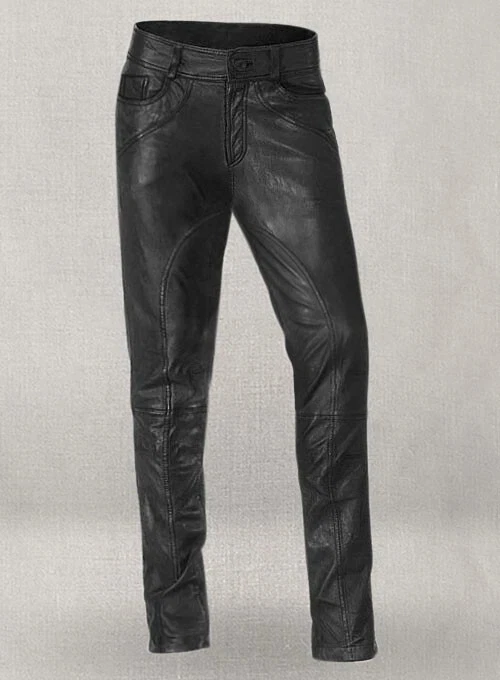 Men's Genuine Lambskin Leather Black Pant Slim Fit Biker & Casual Trouser Pant