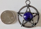 Vintage Pentagram Blue Glass Orb Pendant Star Wiccan Pentacle — photo 3