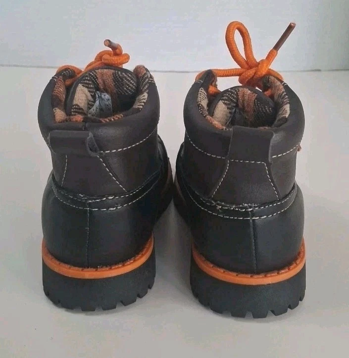 Botines TKS George Baby Boy marrón imitación cuero naranja con cordones talla 8 Foto 4 de 4