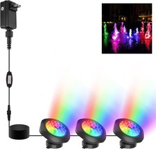 3 IN 1 Pond Lights LED RGB Submersible Outdoor Underwater Fountain Pool Light US