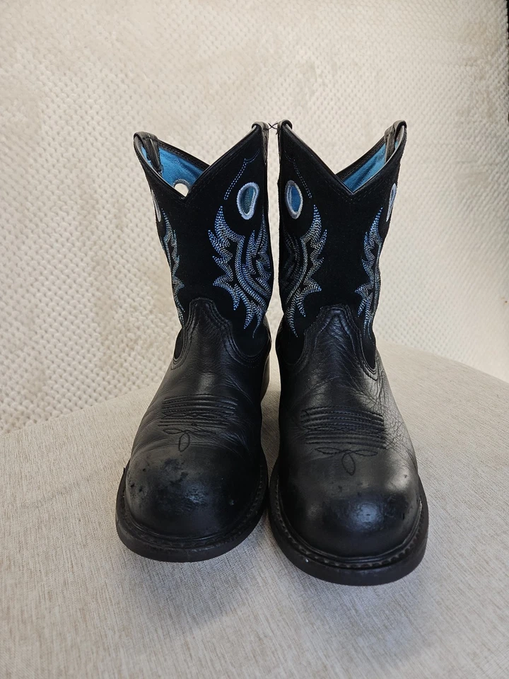 Ariat Fatbaby Womens Cowgirl Work Pull On Steel Toe Boot Blk Sz 10B pre-worked - Image 2 of 4