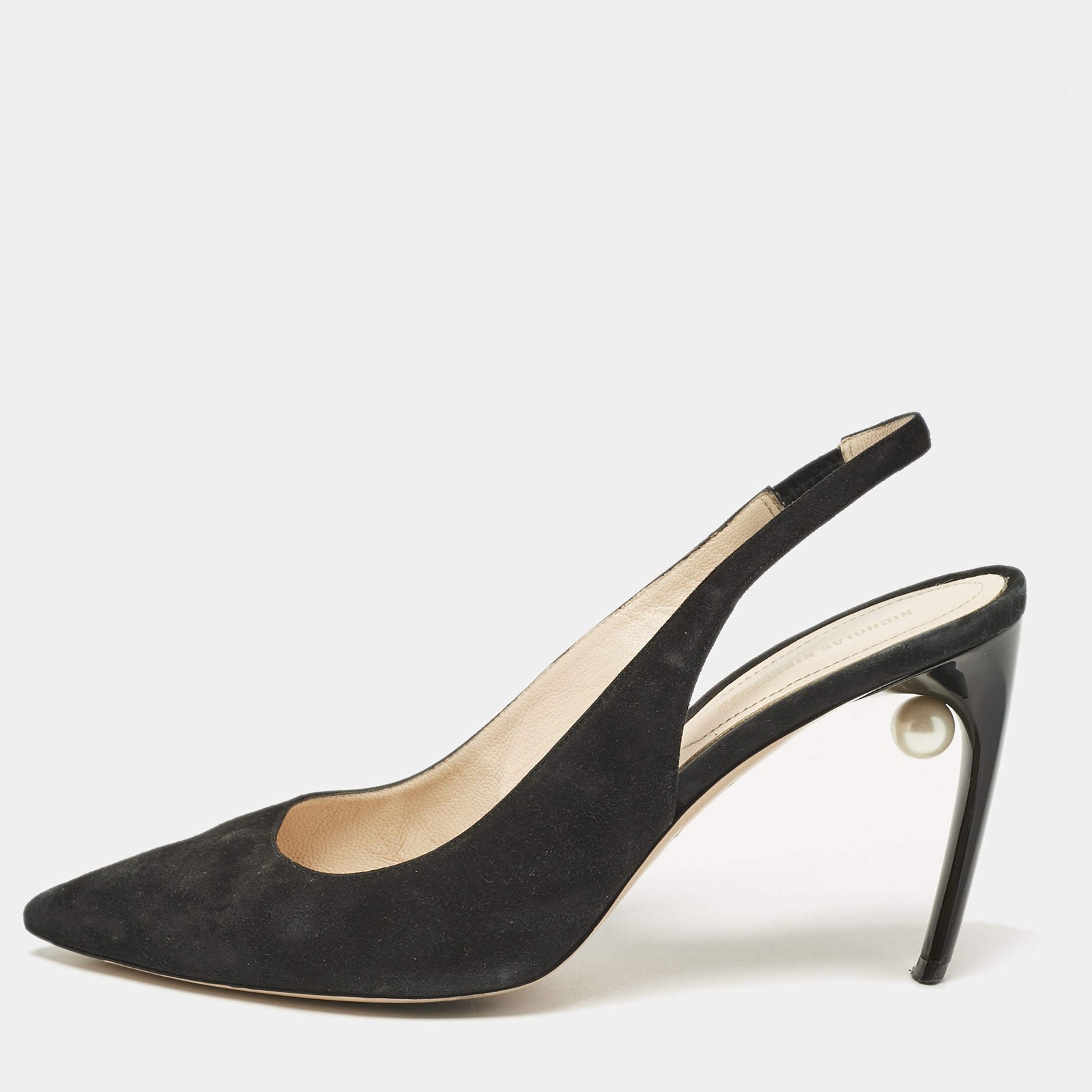Nicholas Kirkwood Black Suede Mia Slingback Pumps Size 39