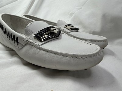 TOD'S WHITE LEATHER DRIVING SHOES SIZE EU 35.5 US 5.5