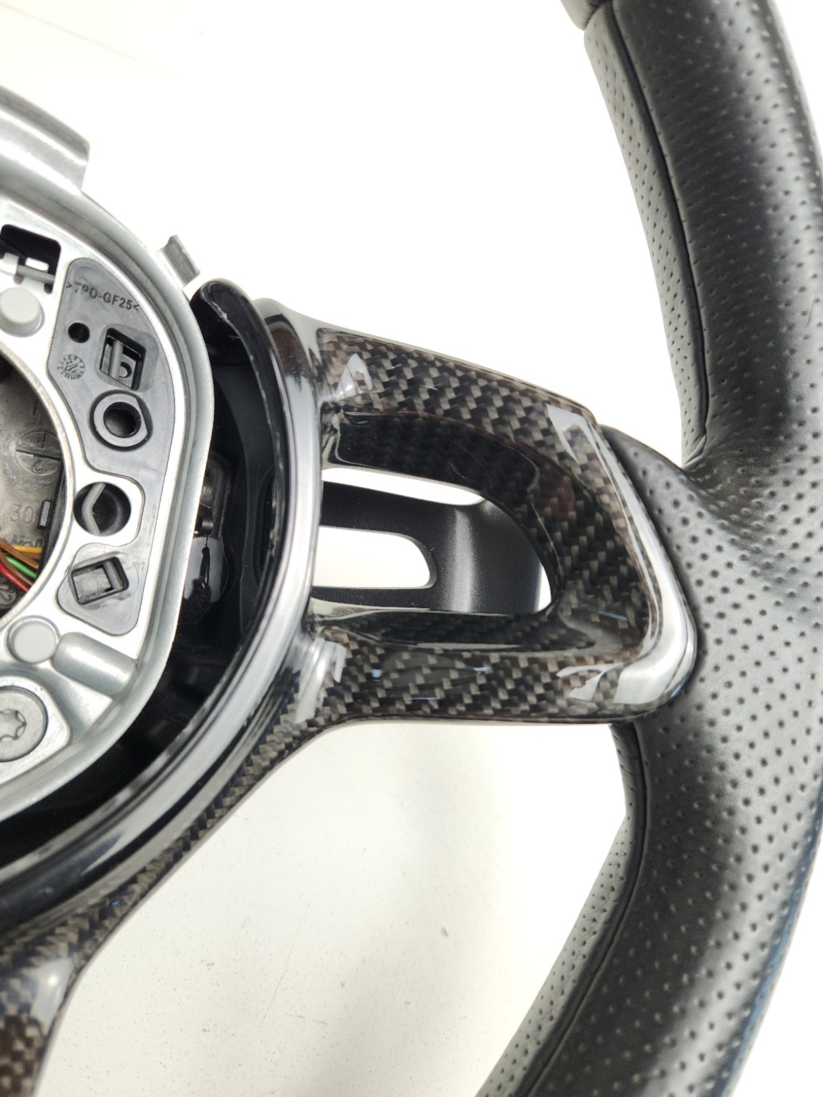 2012-2014 MCLAREN MP4-12C CARBON FIBER BLACK LEATHER STEERING WHEEL OEM
