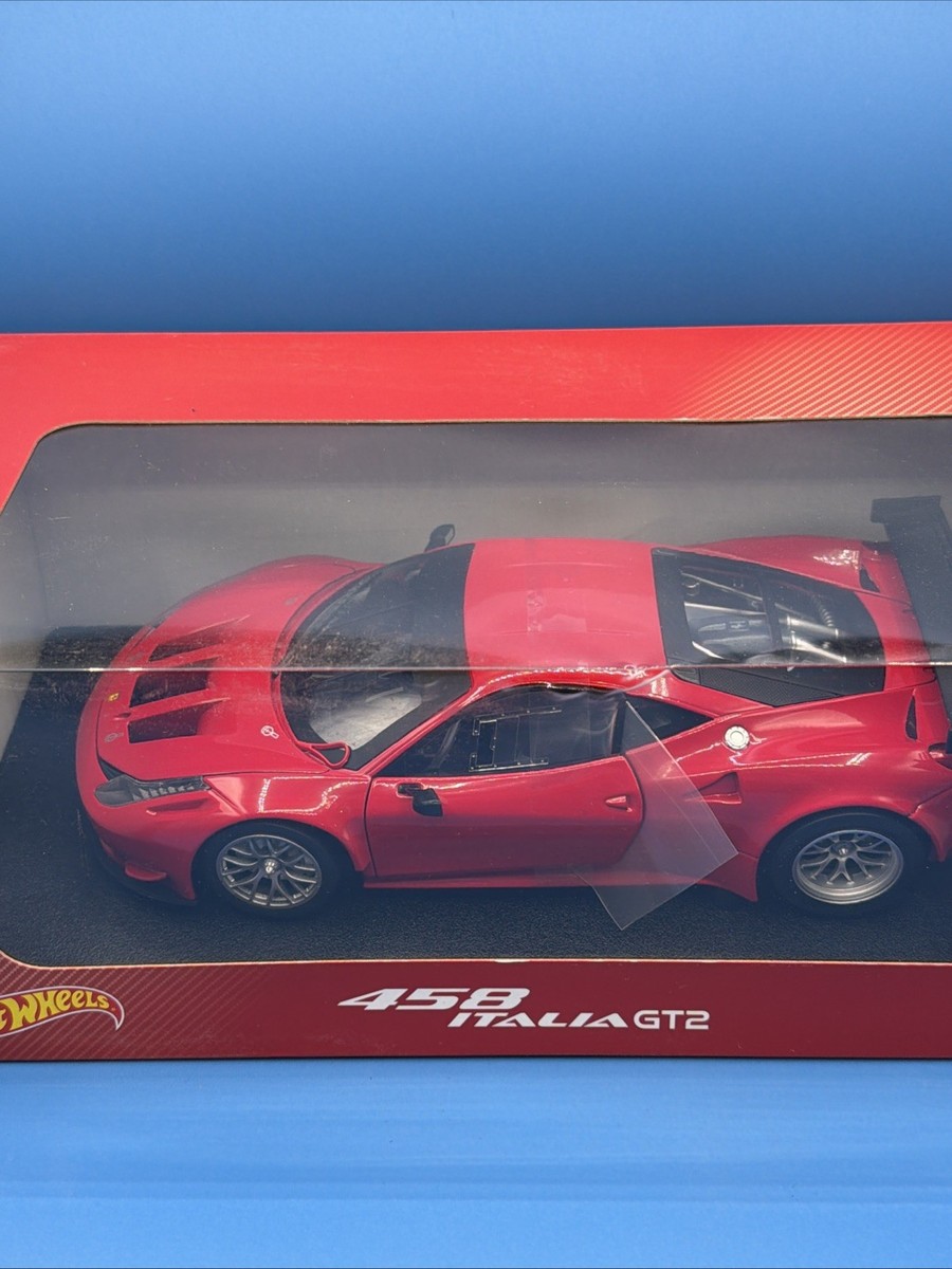 Hot Wheels 1:18 Ferrari 458 Italia GT2 Red Diecast Model Car w