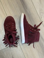 Red Suede Fringe High Top Kids Shoes