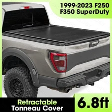 6.8FT ‎Low-pro Retractable Tonneau Cover for 1999-2023 F250 F350 SuperDuty Black