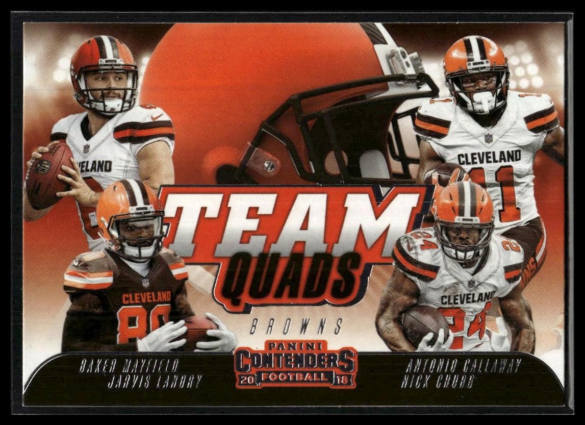 2018 Panini Contenders #TQ-6 Callaway / Chubb / Landry / Mayfield Team Quads