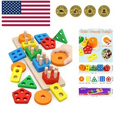 Montessori Toys for 1 to 3--Old Boys Girls Toddlers, Wooden Sorting & Stackin...