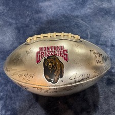 Montana Grizzlies Signed Silver Football. Year/players Unknown! Collectors
