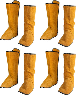 4 Pairs Fireproof Shoe Leg Cover Leather for Welding Welder Work Boot Protectors