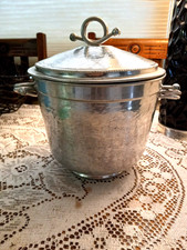 Gailstyn Ice Bucket with Lid Hammered Aluminum Made in USA Vintage 7" Handles