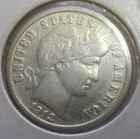 1912-D (Denver) Barber Dime - VF+ Details. Full LIBERTY. Old cleaning.