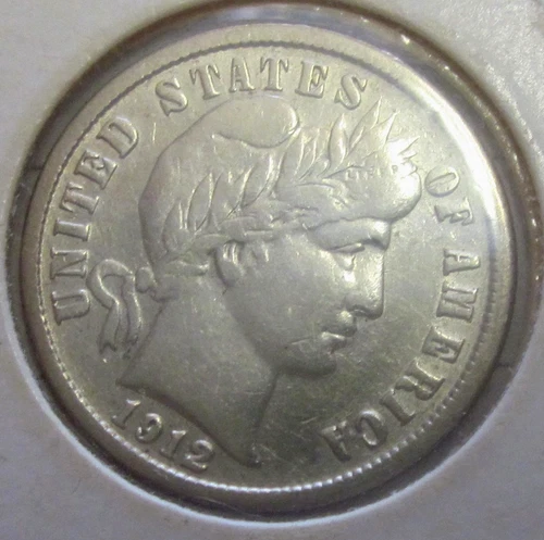 1912-D (Denver) Barber Dime - VF+ Details. Full LIBERTY. Old cleaning.