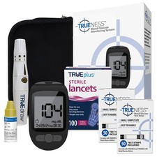 Blood Glucose Meter Monitor Bundle with 100 Test Strips, Lancets, Control Soluti