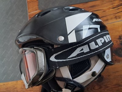 Skihelm Alpina Grap Größe 54-57 schwarz-silber matt + Skibrille Alpina turbo GT