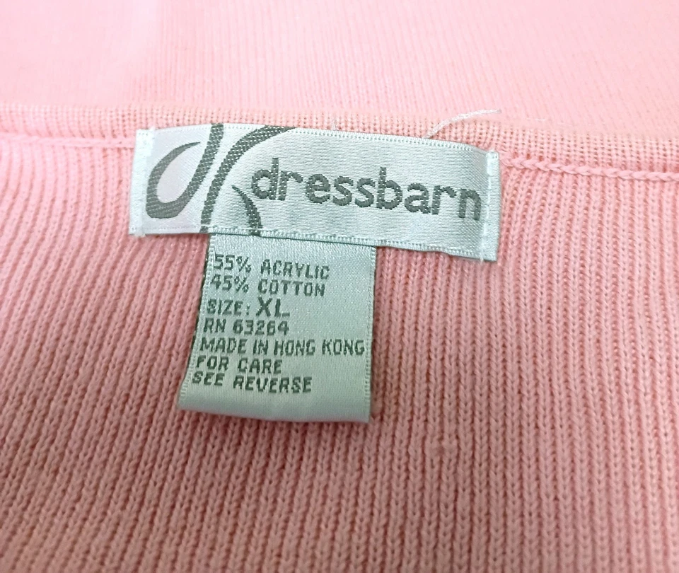 Camisa suéter tejida manga corta rosa a rayas DRESSBARN para mujer talla XL Foto 3 de 4