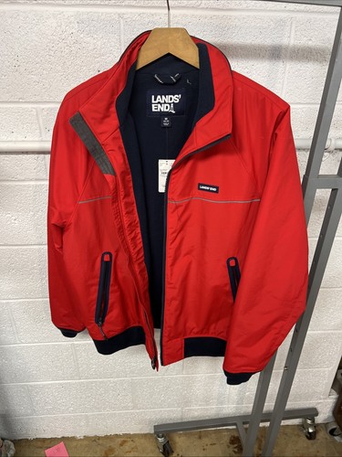 Lands End Squall Jacket Mens M Red The Full Zip Fleece Lining Soft Shell