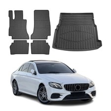 Fußmatten & Kofferraumwanne Set für Mercedes E Klasse W213 Limo 2017-2023 Gummi