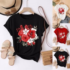 Women's Premium 100 Cotton Knit Basic T-Shirt O-Neck Short Sleeve Fitted USA