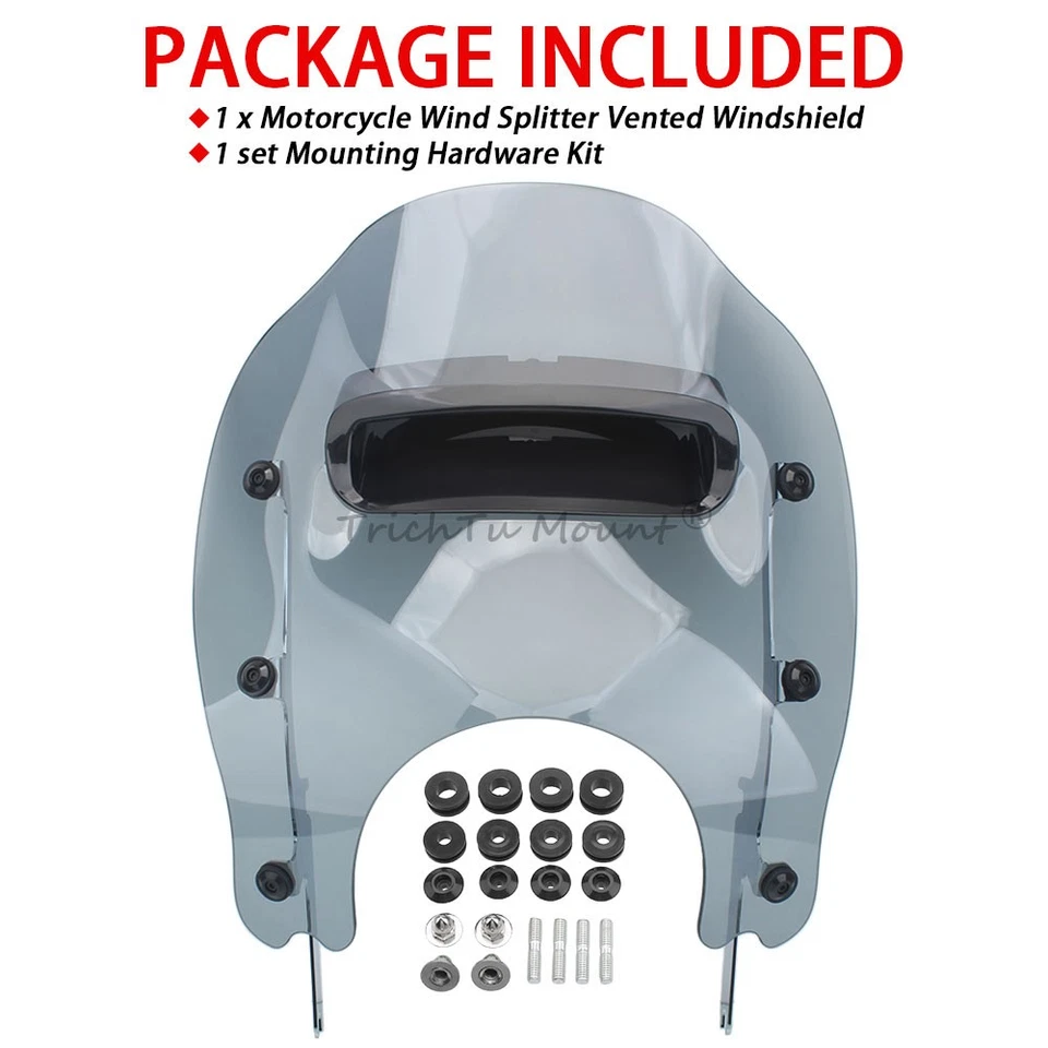 Smoke Windshield Wind Splitter For Harley Touring Road King FLHR FLHRXS 98-Up - Image 3 of 4